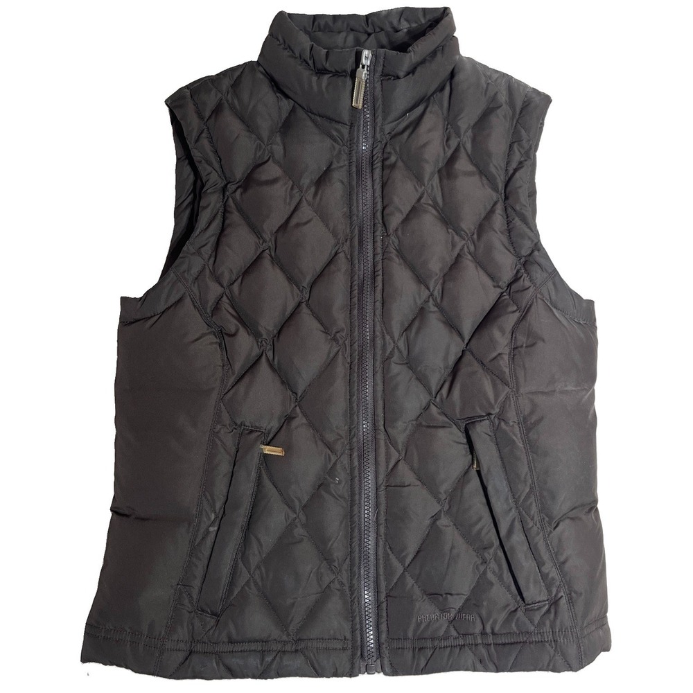 Predator Womens S Puffer Vest Brown Down Feather Quilted Full Zip Sleeveless